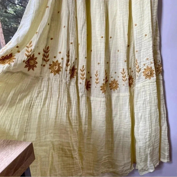 New Free People Real Love Embroidered Dress Maxi Summer Its Electric Yellow XL - Picture 11 of 15